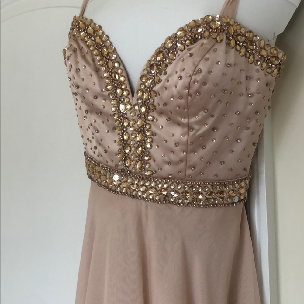 Rose gold Sherri hill gown
